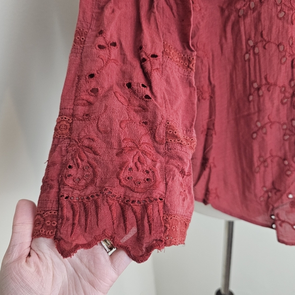 Free People Boho Embroidered Eyelet Top - Picture 8 of 15